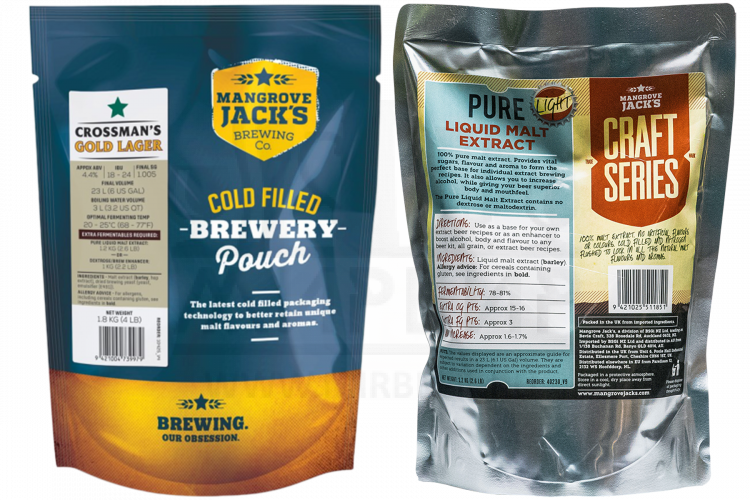 Комплект: Mangrove Jack's Traditional Series "Crossman's Gold Lager", 1,8 кг + Mangrove Jack's "Pure Light", 1,2 кг